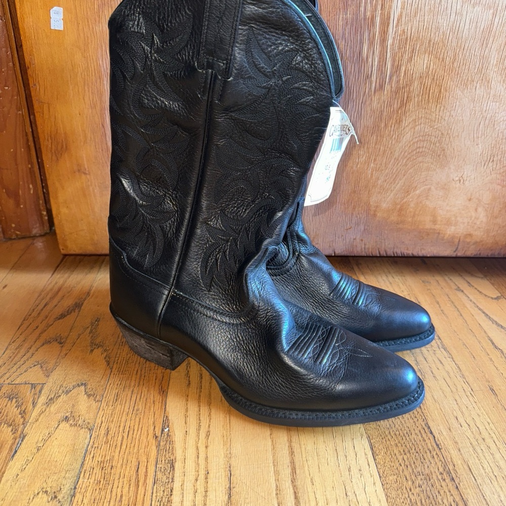 Ariat Heritage R Toe Western Boots Men's Sz 10.5D Deertan Black Leather 10002218 - Picture 2 of 11